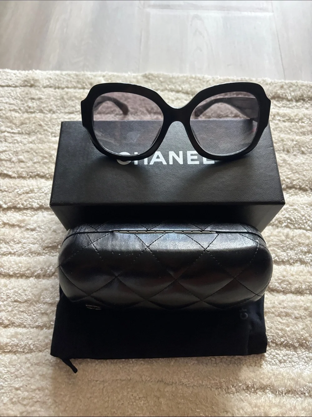 CHANEL Black Oversized Square Sunglasses